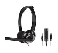 Cuffie Hamlet HHEADMUS-CJ cablate USB-C e jack per ufficio e call center nere