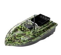 HHEMSTD Barca da pesca mimetica, 500 m, telecomandata, carico da 1,5 kg, doppio motore in ABS, con sistema di controllo del tempo, luce notturna a LED, resistente alle onde del vento, per fiumi, laghi