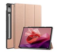 HHF - Custodia protettiva magnetica portatile in pelle PU con staffa pieghevole a tre pieghe, compatibile con Lenovo Tab M10 Plus di terza generazione 10,6" TB-125F (oro rosa)