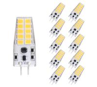 HHF Illuminazione, Confezione da 10, lampadina a LED con perno a binario AC/DC12V G4 3W 2835SMD LED Crystal Light Candle Bulb(Cool White)