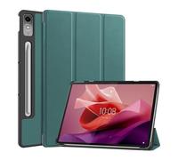 HHF Tab Accessori, custodia protettiva magnetica portatile in pelle PU con staffa pieghevole tripla compatibile con Lenovo Tab M9 9" tb-310FU 2023 (verde scuro)