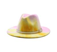 HHFIEStar HHF Caps e Cappelli Cappello a Cilindro Jazz in Lana Arcobaleno Tinto a Mano, Cappello a Tesa Larga, Cappello Piatto Britannico Autunnale e Invernale(Rose)