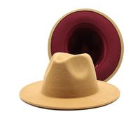 HHFIEStar HHF Caps e Cappelli Cappello a Tesa Larga in Stile Britannico, Cappello di Lana a Due Lati con Blocchi di Colore, Cappello Jazz a Tesa Piatta in Stile Nazionale(Large(59-61cm))