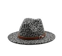 HHFIEStar HHF Caps e Cappelli Cappello di Lana Leopardato Elegante Berretto da Jazz Cappello a Tesa Piatta for Esterni(Grigio Scuro)