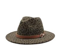 HHFIEStar HHF Caps e Cappelli Cappello di Lana Leopardato Elegante Berretto da Jazz Cappello a Tesa Piatta for Esterni(Army Green)