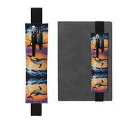 HHGFASD Black Whale Jumping Over The Waves Pattern PVC Leather Pencil Case Bookmark 2-in-1 antiscivolo Storage Essential per i conti di viaggio, Nero , One Size, Zaino Scuola