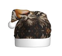 HHGFASD Cappello di Natale con motivo a testa di tigre dall'aspetto feroce per adulti, materiale morbido e leggero