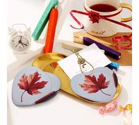 HHGFASD Ciondolo a forma di foglia d'acero in un cerchio, in ceramica, con corda metallica dorata per appenderlo facilmente