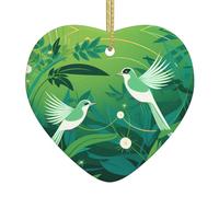 HHGFASD Ciondolo natalizio in ceramica con motivo a uccelli strani con corda metallica dorata per appendere facilmente la decorazione