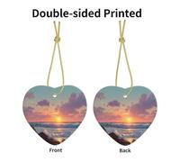 HHGFASD Ciondolo natalizio in ceramica con motivo alba sulla costa con corda metallica dorata per appendere facilmente la decorazione