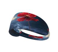 HHGFASD Fascia elastica per esercizi con piccolo fiore rosso sotto il cielo, per uomini e donne, morbida, ad asciugatura rapida