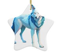 HHGFASD Line Art - Ciondolo natalizio a forma di lupo, in ceramica, decorazione creativa e festiva, facile da appendere