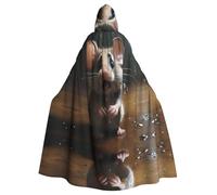HHGFASD Mantello con cappuccio per adulti di Halloween che piange piccolo topo modello comodo e morbido con tesa larga adatto per feste di ballo e raduni