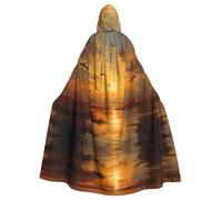 HHGFASD Mantello con cappuccio per adulti di Halloween con uccelli migratori prima del tramonto Modello comodo e morbido con tesa larga adatto per feste di ballo e raduni