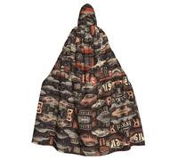 HHGFASD Mantello con cappuccio per adulti di Halloween Dark Wind Motor City Pattern comodo e morbido con tesa larga adatto per feste di ballo e raduni