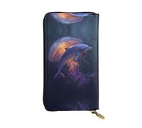 HHGFASD Portafoglio lungo in pelle con delfino e meduse modello incontro comodo e leggero chiusura con cerniera per riporre monete e carte di credito.