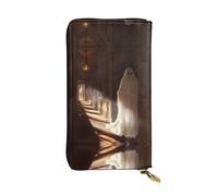 HHGFASD Portafoglio lungo in pelle con fantasmi nel modello corridoio Comodo e leggero chiusura con cerniera per riporre monete e carte di credito.