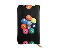 HHGFASD Portafoglio lungo in pelle con pompon a blocchi di colore, comodo e leggero, chiusura con cerniera per riporre monete e carte di credito.