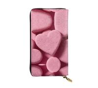 HHGFASD Portafoglio lungo in pelle rosa Love Cookies Pattern Comodo e leggero Chiusura con cerniera per riporre monete e carte di credito.