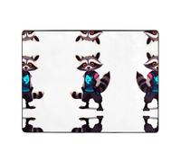 HHGFASD Tappeto antiscivolo 160 x 122 cm Neon Raccoon Hack Pattern buon assorbimento d'acqua adatto per cucina, bagno e soggiorno