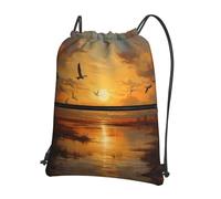 HHGFASD Uomini e donne uccelli migratori prima del tramonto Pattern coulisse zaini, sport e fitness outdoor borse, impermeabile e durevole