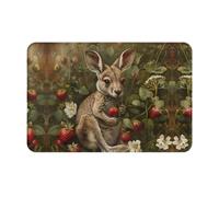 HHGFASD Zerbino 40,6 x 61 cm con motivo canguro nel fiore di fragola modello assorbente antiscivolo per porte d'ingresso, ingressi e bagni