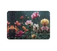 HHGFASD Zerbino 40,6 x 61 cm, motivo fiori nel vento e nella pioggia, impermeabile, antiscivolo, per porte d'ingresso, ingressi e bagni