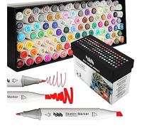 hhhouu 100 Set di Pennarelli Colorati, Marcatori Pennarelli Punta Doppia per Artisti,Disegni e Illustrazioni, Schizzi Art Sketch MH-100W