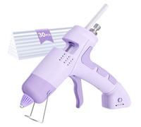 HHieratic Kit pistola per colla a caldo senza fili con batteria integrata | Set di pistola per colla a caldo ricaricabile a preriscaldamento rapido e bastoncini, per lavori scolastici fai da te