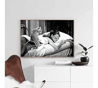 HHLSS Poster Opere d'Arte 70x90 cm Senza Cornice Audrey Hepburn con Gatto Poster Stampe in Bianco e Nero Poster Vintage di Film per la Decorazione della Parete della Camera da Letto
