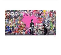 HHLSS Stampe per Foto 70x140 cm Senza Cornice Einstein Chaplin Street Wall Graffiti Pittura a Olio Grafica Grafica Tela Poster Immagini per Soggiorno