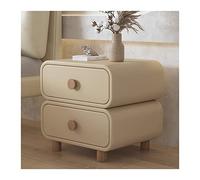 Hhmmei2024-23 Mobiletti Camera da Letto Comodini unici in ecopelle kaki 2 cassetti comodino tavolino con piede in legno stile moderno for mobili da camera da letto soggiorno mobili(L40xD40xH50cm)