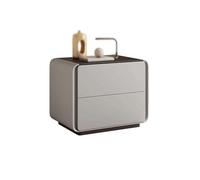Hhmmei2024-23 Mobiletti Camera da Letto Comodino grigio con due cassetti, mobiletto portaoggetti in legno massello for soggiorno, camera da letto, studio mobili(Grande)