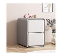 Hhmmei2024-23 Mobiletti Camera da Letto Comodino piccolo in ecopelle, comodino moderno for camera da letto, comodino a 2 cassetti, tavolino, altezza 18,8", grigio e bianco mobili(L35xD40xH48cm)