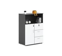 Hhmmei2024-23 Mobiletto per ufficio Armadietto classificatore corto for stampante Organizzatore for ufficio portaoggetti divisorio con cassetti chiusura Mobiletto per schedari(Nero)