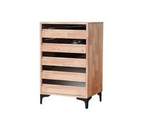 Hhmmei2024-23 Mobiletto per ufficio Armadietto multiuso portadocumenti for ufficio a cinque cassetti in legno vintage a mortasa e tenone laterale in stile industriale Mobiletto per schedari(Natural)