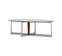 Hhmmei2024-23 Moderno Tavolino da caffè ovale in vetro con cornice in legno, centrotavola moderno for soggiorno e arredamento della casa per Soggiorno, Divano