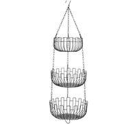 Hhmmei2024-23 Portafrutta Cestino for frutta e verdura da appendere a 3 livelli, resistente, in ferro, portafrutta, decorazione salvaspazio, nero Cesto di frutta