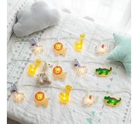 HHMTAKA Striscia luminosa per bambini con 10 LED bianchi caldi, 1,5 m, safari, luci a forma di animale, funzionamento a batteria, per uso interno, per cameretta dei bambini