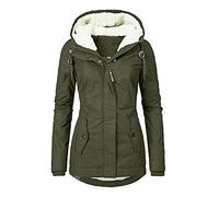 Hhmy Parka da donna in calda pelliccia, giacca invernale foderata, impermeabile, in pile, trapuntata, giacca a vento invernale, taglie S-4XL, Verde militare, XXL