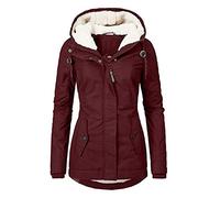 HHMY Parka da Donna Invernale, Caldo, in Pelliccia di Orsacchiotto, Foderato, Impermeabile, Spesso, Giacca Trapuntata, Giacca a Vento, Taglia S - 4XL, Vino, L