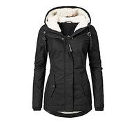 HHMY Parka da donna, invernale, caldo, in pelliccia di orsacchiotto, foderato, impermeabile, spesso, parka invernale, giacca trapuntata, giacca a vento, giacca invernale, taglia S - 4XL, Nero , XXXXL
