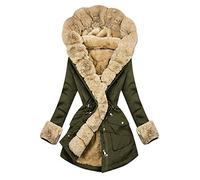 HHMY Parka invernale da donna foderata, calda fodera in orsacchiotto, giacca per esterni, trench con cappuccio in pelliccia sintetica, cappotto invernale a maniche lunghe, giacca con cappuccio