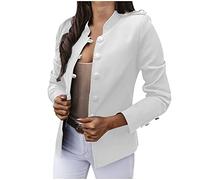 HHMY Sweatblazer - Giacca da donna elegante, con bottoni, stile militare, casual, con colletto alto, per il tempo libero, per lavoro, ufficio, giacche slim fit, blazer, taglia M - 3XL, bianco, XXXL