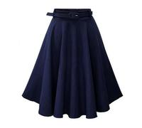 HHNNL Gonna di Jeans Women's Vintage High Welf Welf A-Line Gonne Midi Svasata con Cinture Pieghettate di Gonna in Denim-Nero-Taglia Unica