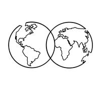 HHOZsafety Silhouette in Metallo con Mappa del Mondo, Decorazione da Parete in Metallo, Decorazione Nera Minimalista, utilizzata per la Decorazione Domestica di