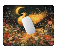 HHQGOUYG Tappetino per Mouse Piccolo Fenice e luna 29 x 24 cm q-947 | Base Gomma Morbida Antiscivolo, Tessuto Poliestere, Asciugatura Veloce, per Scrivanie Legno e Vetro, Viaggi Lavorativi