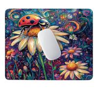 HHQGOUYG Tappetino per Mouse Piccolo Insetti e girasoli 32 x 26 cm q-513 | Base Gomma Morbida Antiscivolo, Tessuto Poliestere, Asciugatura Veloce, per Scrivanie Legno e Vetro, Viaggi Lavorativi