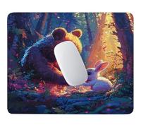 HHQGOUYG Tappetino per Mouse Piccolo Orso e coniglio 42 x 35 cm q-893 | Base Gomma Morbida Antiscivolo, Tessuto Poliestere, Asciugatura Veloce, per Scrivanie Legno e Vetro, Viaggi Lavorativi