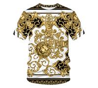 HHRHLKNH Uomo T Shirt per Uomo/Donna T-Shirt Oversize Estiva 3D Testa di Leone Stampa Corona Stampata Girocollo Manica Corta,Cbt-3127,S